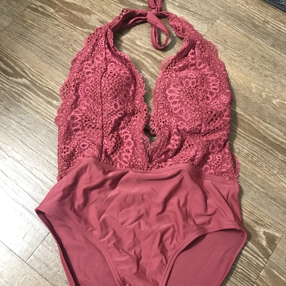 Xhilaration Other - Target Lace Deep Neck One Piece Swimsuit